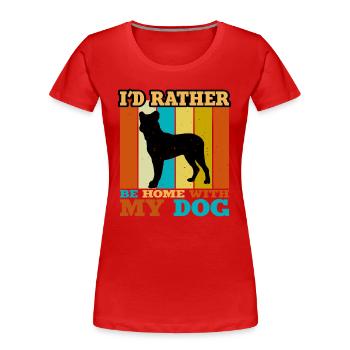 Cao Fila De Seo Miguel Hund Silhouette Retro Sonnenuntergang - Frauen Premium Bio T-Shirt - Rot - Vorne - Mia (176cm)