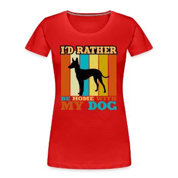 Cirneco Dell Ätna Hundeliebe Silhouette Retro Sonnenuntergang - Frauen Premium Bio T-Shirt - Rot - Vorne - Mia (176cm)