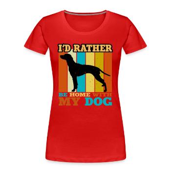 Dalmation Hundeliebhaber Silhouette Vintage Sonnenuntergang - Frauen Premium Bio T-Shirt - Rot - Vorne - Mia (176cm)