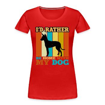 Anglais Toy Terrier Black Tan Dog Silhouette - T-shirt bio Premium Femme - rouge - Devant - Mia (176cm)