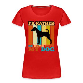 Foxterrier Glatte Hundesilhouette Retro Sonnenuntergang - Frauen Premium Bio T-Shirt - Rot - Vorne - Mia (176cm)