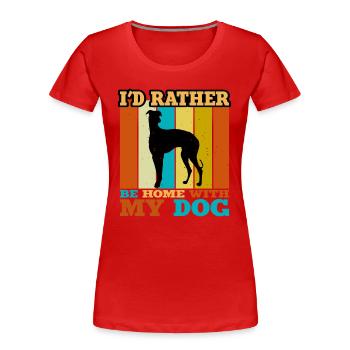 Galgo Espanol Dog Lover Silhouette Vintage Sunset - T-shirt bio Premium Femme - rouge - Devant - Mia (176cm)