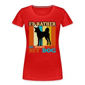 Indian Pariah Dog Lover Silhouette Vintage Sunset - T-shirt bio Premium Femme - rouge - Devant - Mia (176cm)