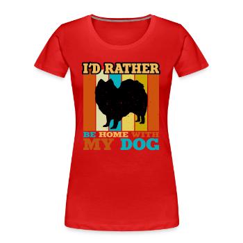 Indian Spitz Dog Lover Silhouette Vintage Sunset - T-shirt bio Premium Femme - rouge - Devant - Mia (176cm)