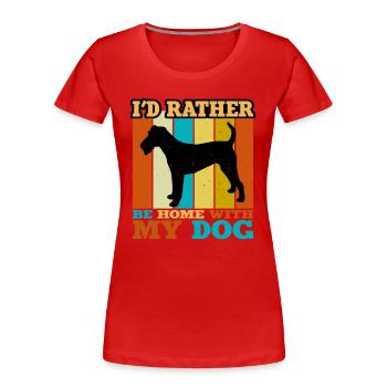 Irish Terrier Dog Lover Silhouette Vintage Sunset - Women's Premium Organic T-Shirt - red - Front - Mia (176cm)
