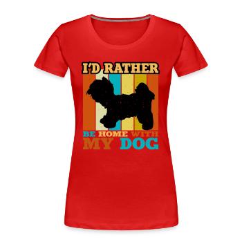 Kyi Leo Dog Lover Silhouette Vintage Sunset - T-shirt bio Premium Femme - rouge - Devant - Mia (176cm)
