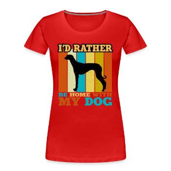 Alte kroatische Windhund Hund Silhouette Retro Sonne - Frauen Premium Bio T-Shirt - Rot - Vorne - Mia (176cm)