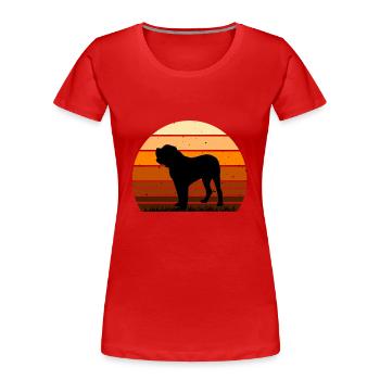 Alano Español Hundeliebhaber Silhouette Vintage Sunset - Frauen Premium Bio T-Shirt - Rot - Vorne - Mia (176cm)