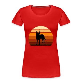 Carolina Dog Lover Silhouette Vintage Sunset - T-shirt bio Premium Femme - rouge - Devant - Mia (176cm)