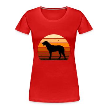 Cao De Castro Laboreiro Dog Silhouette Retro Sun - Women's Premium Organic T-Shirt - red - Front - Mia (176cm)