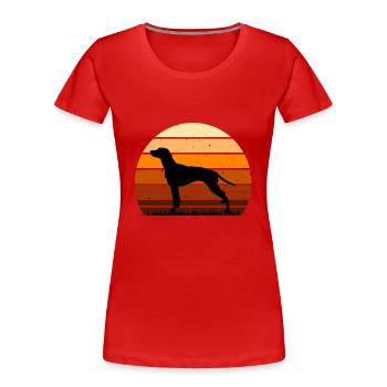 Dalmation Hund Liebhaber Silhouette Vintage Sonnenuntergang - Frauen Premium Bio T-Shirt - Rot - Vorne - Mia (176cm)