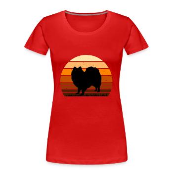 Indian Spitz Dog Lover Silhouette Vintage Sunset - T-shirt bio Premium Femme - rouge - Devant - Mia (176cm)