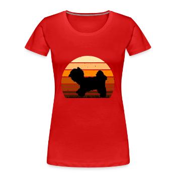 Kyi Leo Dog Lover Silhouette Vintage Sunset - T-shirt bio Premium Femme - rouge - Devant - Mia (176cm)