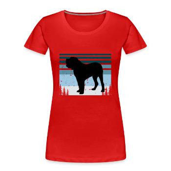 Alano Español Dog Lover Silhouette Vintage Sunset - Frauen Premium Bio T-Shirt - Rot - Vorne - Mia (176cm)