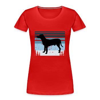 Chien Francais Blanc Et Noir Dog Silhouette Retro - T-shirt bio Premium Femme - rouge - Devant - Mia (176cm)