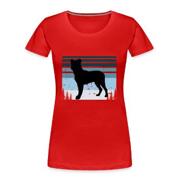 Cao Fila De Seo Miguel Hund Silhouette Retro Sonnenuntergang - Frauen Premium Bio T-Shirt - Rot - Vorne - Mia (176cm)