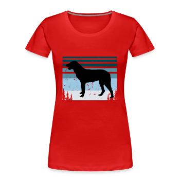 Cao De Castro Laboreiro Dog Silhouette Retro Sun - Women's Premium Organic T-Shirt - red - Front - Mia (176cm)