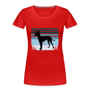 Cirneco Dell Etna Dog Love Silhouette Retro Sonnenuntergang - Frauen Premium Bio T-Shirt - Rot - Vorne - Mia (176cm)