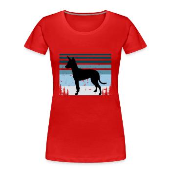 Anglais Toy Terrier Black Tan Dog Silhouette - T-shirt bio Premium Femme - rouge - Devant - Mia (176cm)