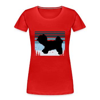 Kyi Leo Dog Lover Silhouette Vintage Sunset - T-shirt bio Premium Femme - rouge - Devant - Mia (176cm)