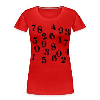 cooler Zahlensalat Zahlen Mathematik - used look - Frauen Premium Bio T-Shirt - Rot - Vorne - Mia (176cm)