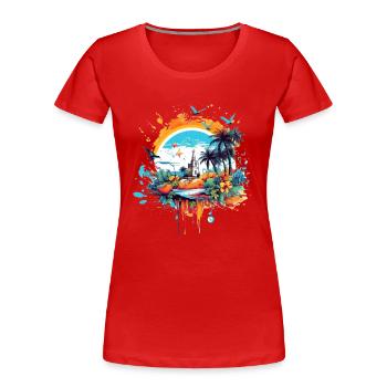 Sommerliches Design - Frauen Premium Bio T-Shirt - Rot - Vorne - Mia (176cm)