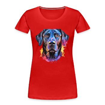 Ein farbenfroher Labrador - Frauen Premium Bio T-Shirt - Rot - Vorne - Mia (176cm)