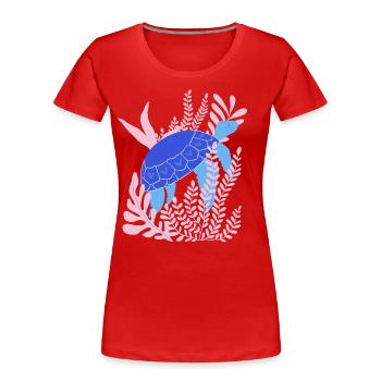 Sous l’eau : tortue - T-shirt bio Premium Femme - rouge - Devant - Mia (176cm)