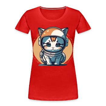 Chatstronaute mignon #10 - T-shirt bio Premium Femme - rouge - Devant - Mia (176cm)