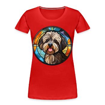 Havaneser Hunderasse Aquarellglas - Frauen Premium Bio T-Shirt - Rot - Vorne - Mia (176cm)