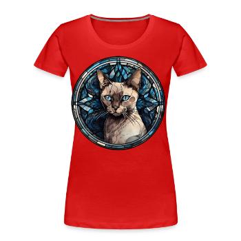 Verre aquarelle de race de chat birman - T-shirt bio Premium Femme - rouge - Devant - Mia (176cm)