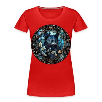 hantilly Tiffany Katzenrasse Aquarellglas - Frauen Premium Bio T-Shirt - Rot - Vorne - Mia (176cm)