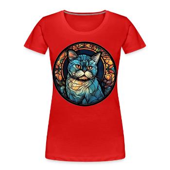 Exotische Kurzhaarkatzenrasse Aquarellglas - Frauen Premium Bio T-Shirt - Rot - Vorne - Mia (176cm)