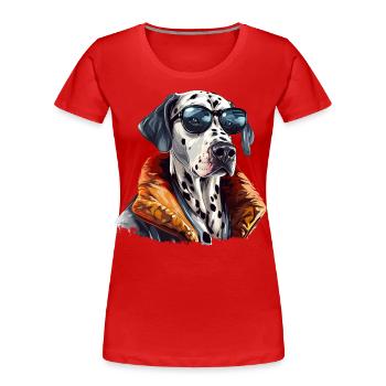 Feuerwehrhund | Dalmatinischer Feuerwehrmann - Frauen Premium Bio T-Shirt - Rot - Vorne - Mia (176cm)