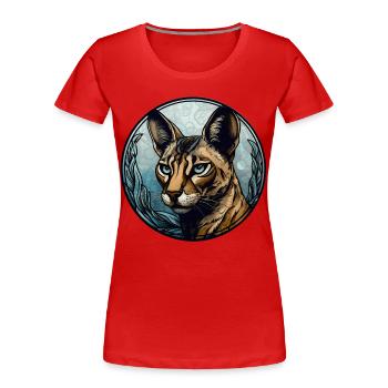 Savannah Cat Breed Aquarelle Verre - T-shirt bio Premium Femme - rouge - Devant - Mia (176cm)