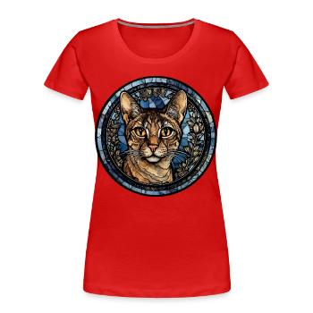 Savannah Cat Breed Aquarelle Verre - T-shirt bio Premium Femme - rouge - Devant - Mia (176cm)
