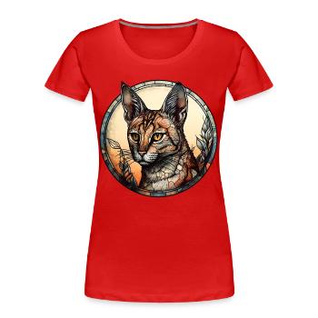 Savannah Cat Breed Aquarelle Verre - T-shirt bio Premium Femme - rouge - Devant - Mia (176cm)