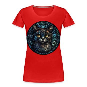 Pixie Bob Katzenrasse Aquarellglas - Frauen Premium Bio T-Shirt - Rot - Vorne - Mia (176cm)