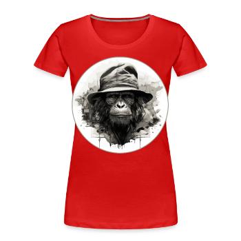 Singe sérieux #2 - T-shirt bio Premium Femme - rouge - Devant - Mia (176cm)