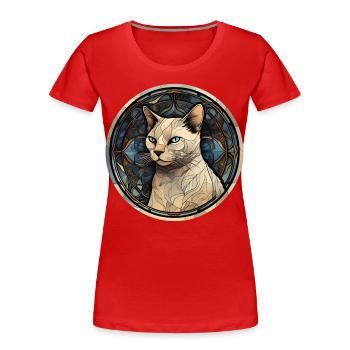 Thailändische Katzenrasse Aquarell Glasmalerei - Frauen Premium Bio T-Shirt - Rot - Vorne - Mia (176cm)