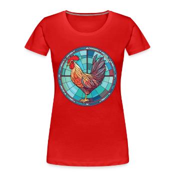 Huhn Bunte Aquarell-Tierillustration - Frauen Premium Bio T-Shirt - Rot - Vorne - Mia (176cm)