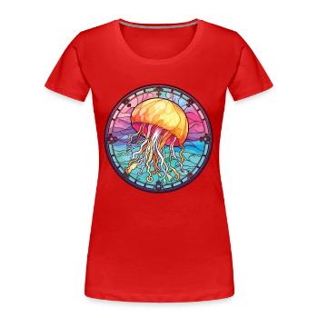 Quallenbunte Aquarell-Tierillustration - Frauen Premium Bio T-Shirt - Rot - Vorne - Mia (176cm)
