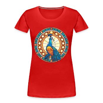Pfauenbunte Aquarell-Tierillustration - Frauen Premium Bio T-Shirt - Rot - Vorne - Mia (176cm)