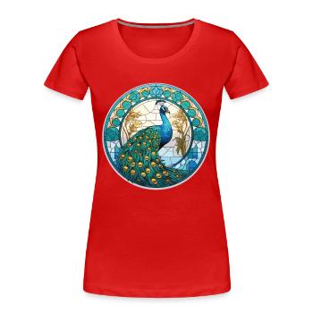 Pfauenbunte Aquarell-Tierillustration - Frauen Premium Bio T-Shirt - Rot - Vorne - Mia (176cm)