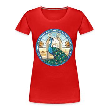 Pfauenbunte Aquarell-Tierillustration - Frauen Premium Bio T-Shirt - Rot - Vorne - Mia (176cm)