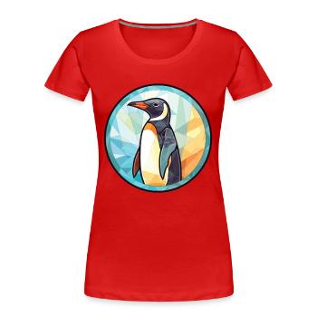 Penguin Colorful Watercolor Animal Illustration - Women's Premium Organic T-Shirt - red - Front - Mia (176cm)