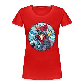 Hen Colorful Watercolor Animal Pet Illustration - Women's Premium Organic T-Shirt - red - Front - Mia (176cm)