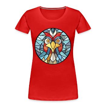 Hen Colorful Watercolor Animal Pet Illustration - Women's Premium Organic T-Shirt - red - Front - Mia (176cm)