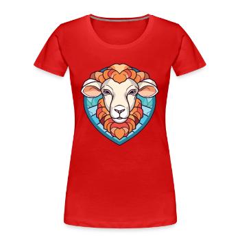 Mouton Aquarelle colorée Animal Animal Illustration - T-shirt bio Premium Femme - rouge - Devant - Mia (176cm)