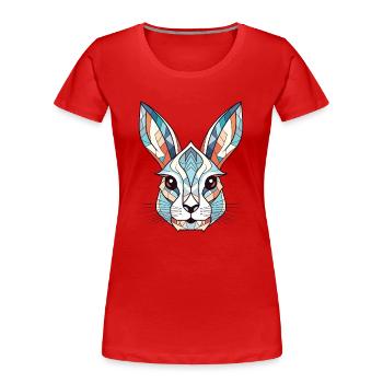 Weißes Kaninchen Bunte Aquarell-Tierkarikatur - Frauen Premium Bio T-Shirt - Rot - Vorne - Mia (176cm)